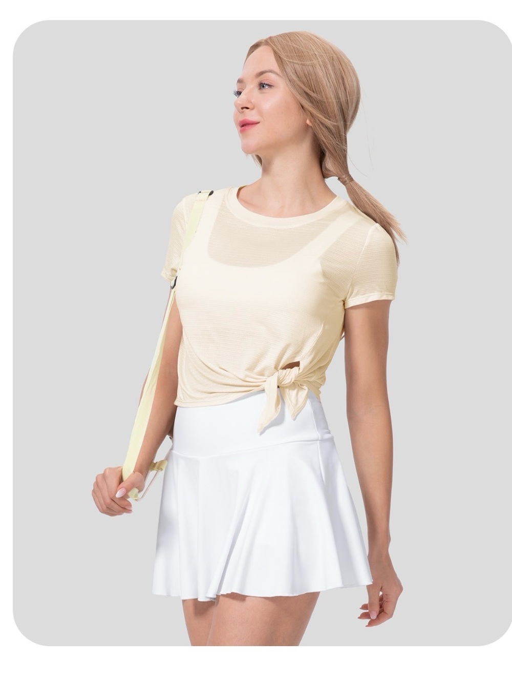 Halara Sheer Short Asymmetrical Split Hem Top